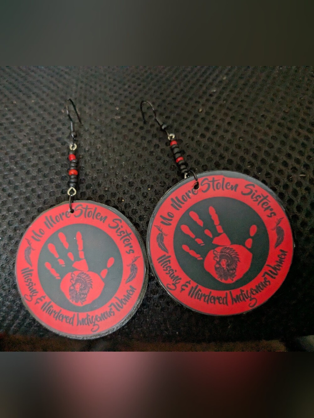 Red & Black Handprint #MMIW Advocacy Earrings
